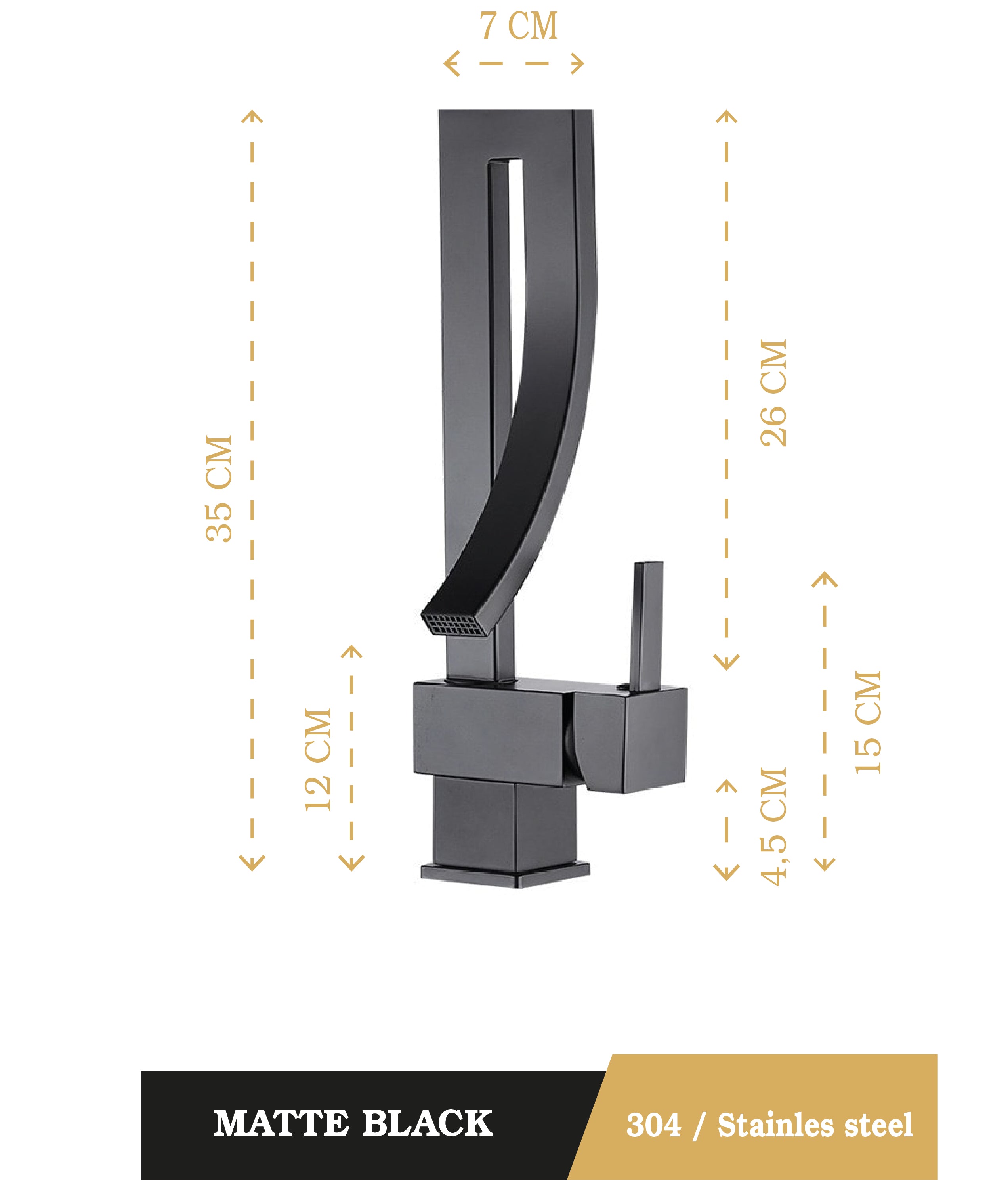 Elegante grifo cuadrado alto de Qualité Products 